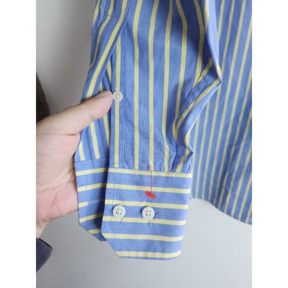 Southern Tide Men "Classic Fit" Grey Yellow Stripped Button Down Shirt sz Medium - Picture 7 of 9